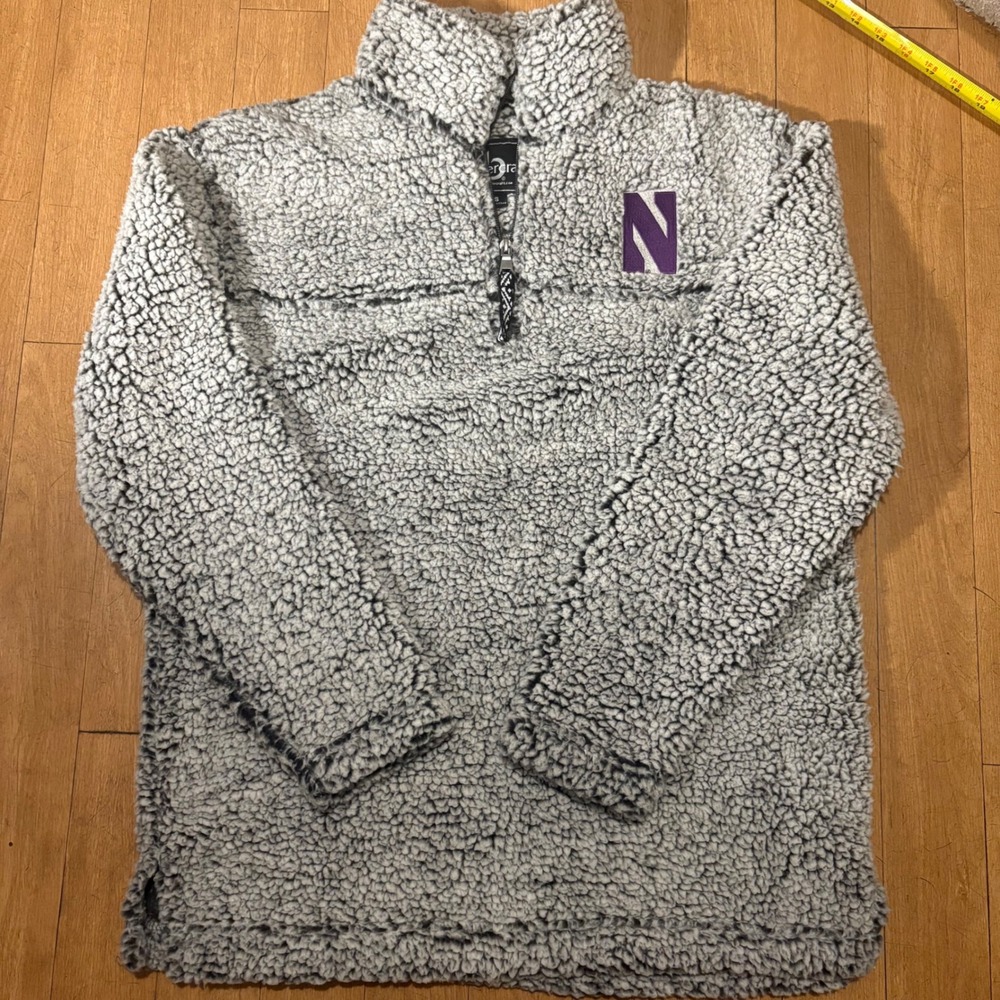 Boxercraft Northwestern Wildcats Sherpa Fleece Quarter Zip Pullover Grey Small
